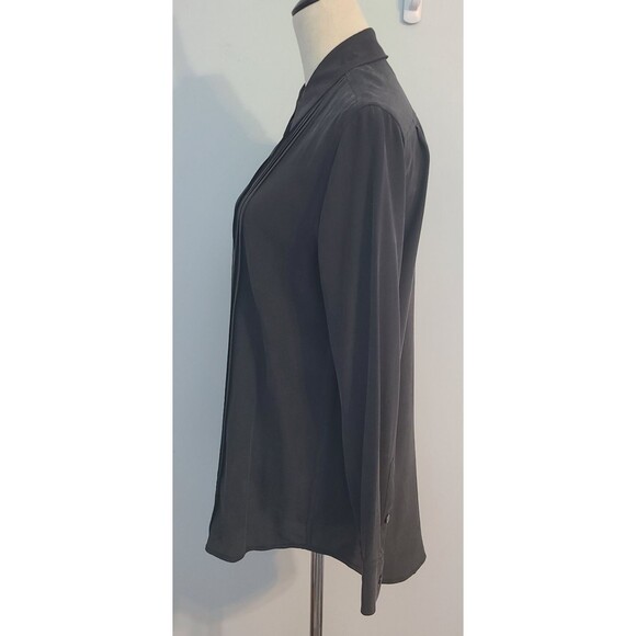 Equipment Femme XS 100% Silk Black Pintuck Button Down Blouse Top Soft Signature - Picture 3 of 10